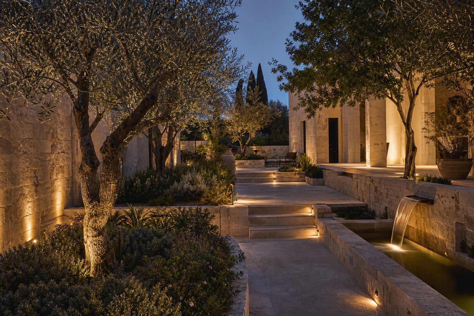 Warm courtyard landscape designed by CADOU
